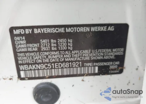 2014 BMW 550I z USA, uszkodzony, nr VIN WBAKN9C51ED681921